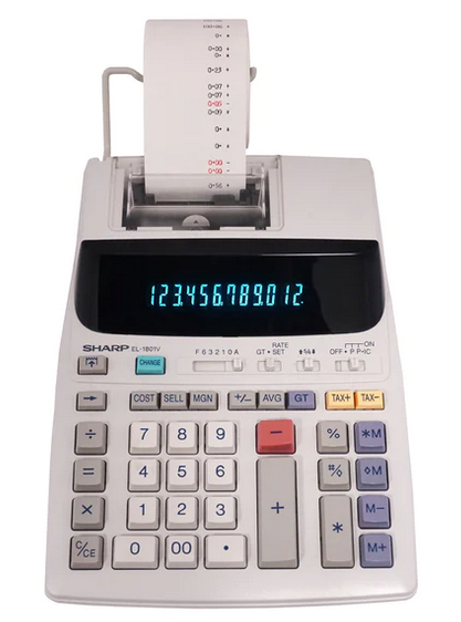 Sharp EL-1801V is a printing calculator that is also a ten key calculator