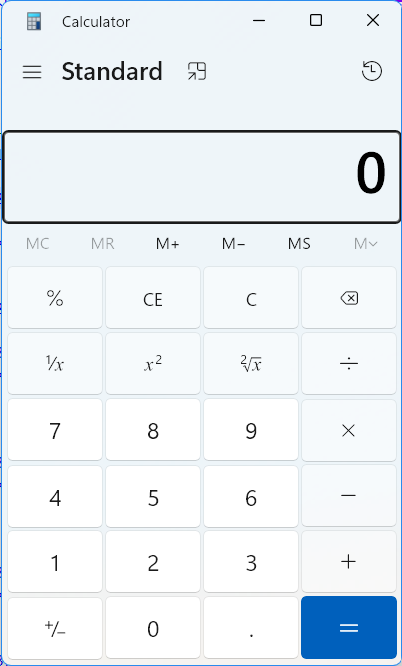 basic calculator app on Windows 11
