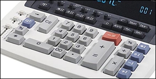 Close up view of calculator keys